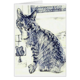 Zeichnen Sie Skizze einer Katze auf einer leeren