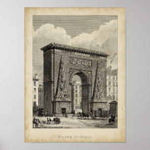 Zeichnen von Porte Heilig-Denis Monument Poster