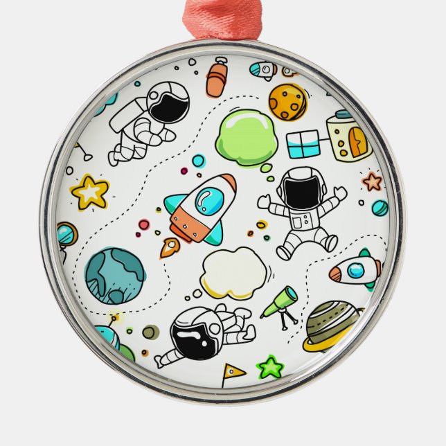 Zeichnen von Set niedliche Sammlung Kind Silbernes Ornament (Vorne)