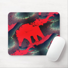 zeichnend abstrakter roter Elefant, sehr rustikale Mousepad