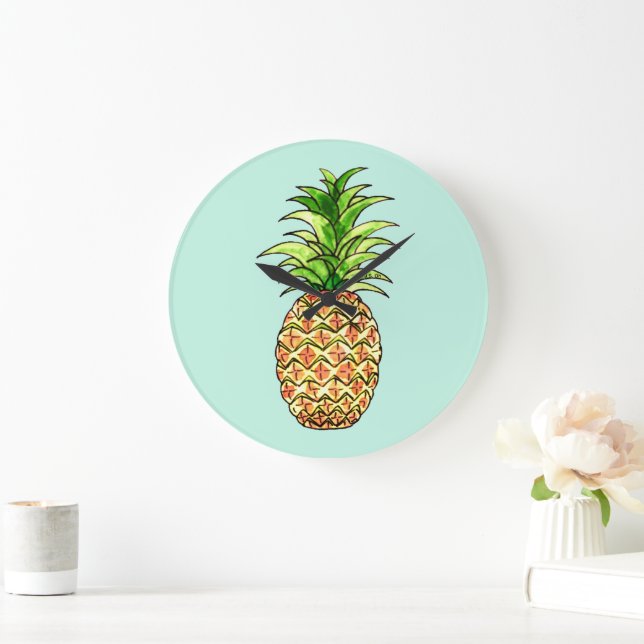 zeichnend Ananas Große Wanduhr (Zuhause)