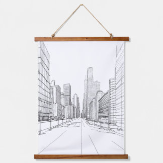 Zeichnend Architektur Wandteppich Mit Holzrahmen