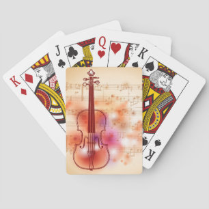 Zeichnend auf dem Aquarellhintergrund der Geige Spielkarten