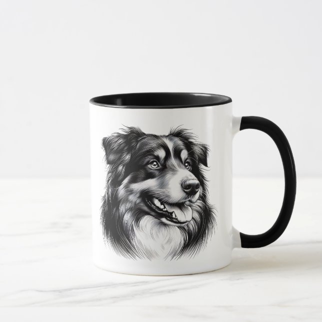 Zeichnend australischer Schäferhund Tasse (Rechts)