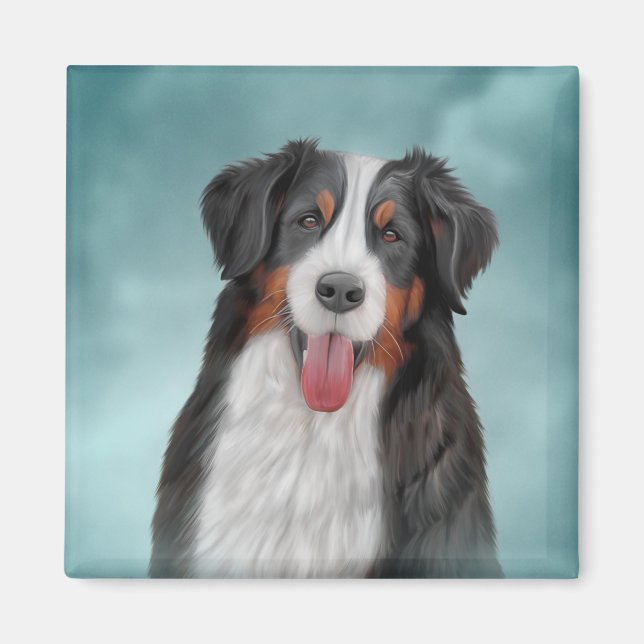 Zeichnend Berner Hund 21 Magnet (Vorne)