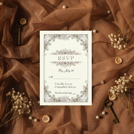 Zeichnend Blume Elfenbein romantische Hochzeitskar RSVP Karte
