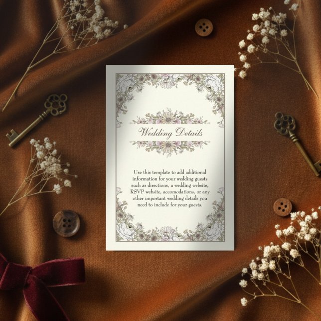 Zeichnend Blume Elfenbeinromantik Begleitkarte (Von Creator hochgeladen)