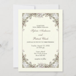 Zeichnend Blume Elfenbeinromantik Einladung