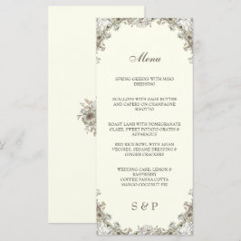 Zeichnend Blume Elfenbeinromantik Menükarte