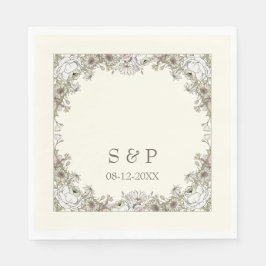 Zeichnend Blume Elfenbeinromantik Serviette