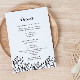 zeichnend Blume minimalistische Hochzeitsdetails Begleitkarte