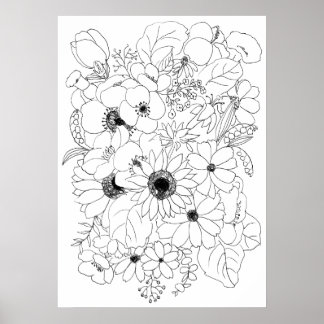zeichnend Blume Poster