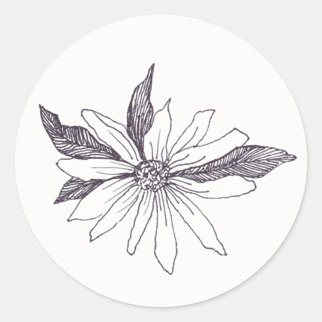 Zeichnend Blume Runder Aufkleber (Vorderseite)