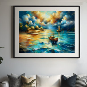 Zeichnend Boote, Wasser II Poster