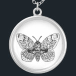 Zeichnend Brahmanmotte Versilberte Kette<br><div class="desc">Handgezeichnete Abbildung einer Braghminmotte in Schwarz/Weiß.</div>