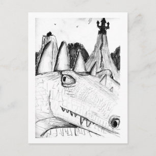 Zeichnend Burg des Drachenkopfes auf der Hügelbest Postkarte