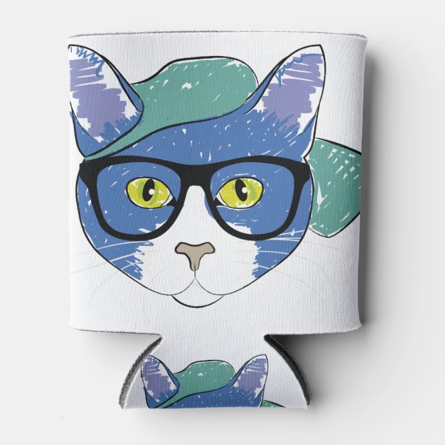 Zeichnend Cat Mascot Feline Pencil Animes Dosenkühler (Vorderseite)