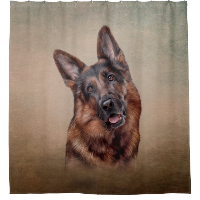 Zeichnend Deutscher Schäferhund Duschvorhang (Vorderseite)