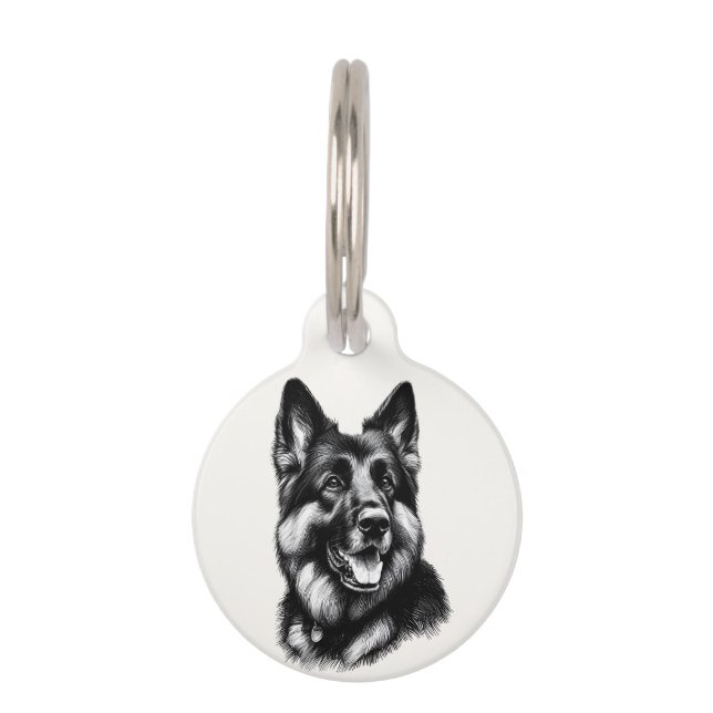 Zeichnend Deutscher Schäferhund Haustiermarke (Vorderseite)