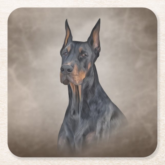 Zeichnend Doberman-Hund Rechteckiger Pappuntersetzer (Vorderseite)