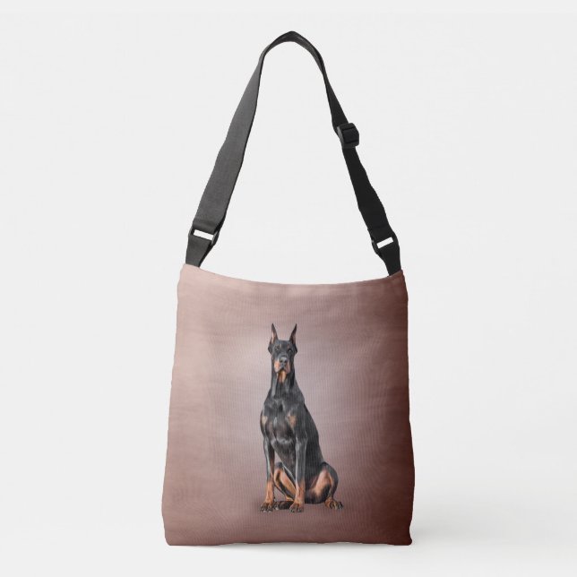 Zeichnend Doberman-Hund Tragetaschen Mit Langen Trägern (Vorderseite)