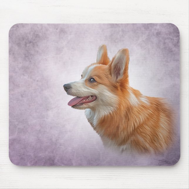 Zeichnend Dog Welsh Corgi Mousepad (Vorne)