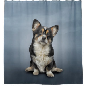 Zeichnend Dog Welsh Corgi schwarz Duschvorhang
