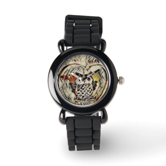 Zeichnend Eule Armbanduhr (Vorderseite)