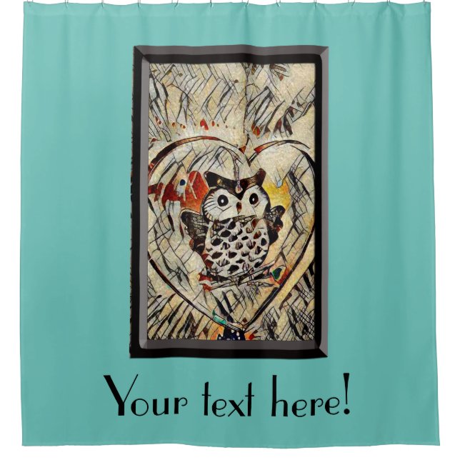 Zeichnend Eule Duschvorhang (Vorderseite)