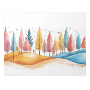 Zeichnend Farbe der Bäume NaturIllustration Pastel Notizblock