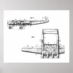 Zeichnend Flugzeug Poster