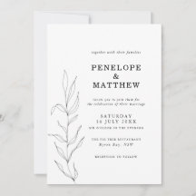 Zeichnend Foliage Leaf Hochzeitseinladung