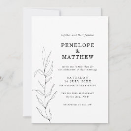 Zeichnend Foliage Leaf Hochzeitseinladung Einladung
