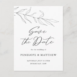 Zeichnend Foliage Leaf Save the Date Postkarte