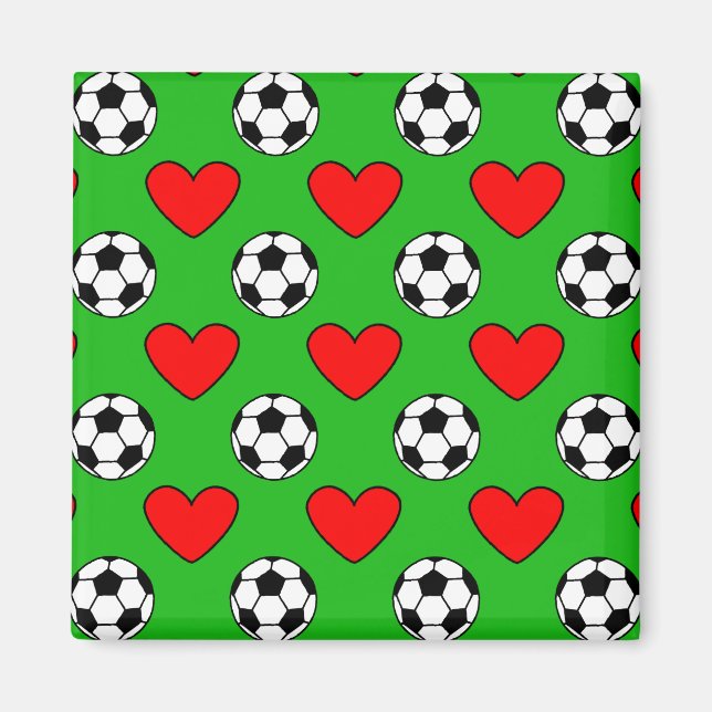 Zeichnend Fußballbälle und Rote Herzen Magnet (Vorne)