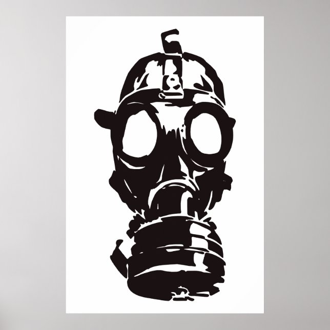 Zeichnend Gasmaske, Vintage Abbildung. Poster (Vorne)