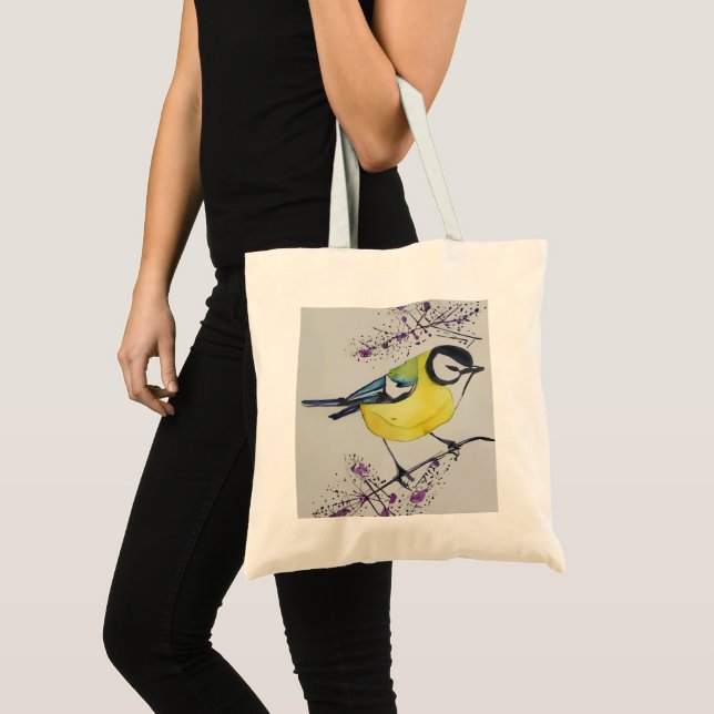 Zeichnend Great Tit Bird, handgezogener britischer Tragetasche (Vorderseite (Produkt))