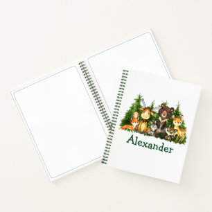 Zeichnend Grüne Pinien im Aquarellwald Notizbuch