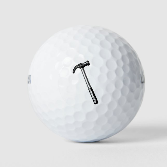Zeichnend Hammer, Vintage Werkzeugaufnahme. Golfball (Vorderseite)