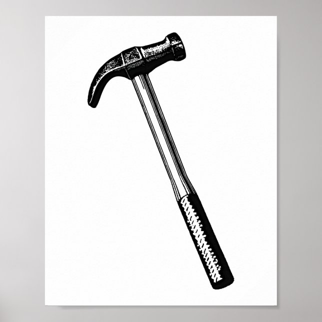 Zeichnend Hammer, Vintage Werkzeugaufnahme. Poster (Vorne)