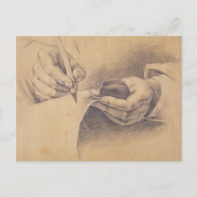 Zeichnend Hände, 1798 Postkarte (Vorderseite)