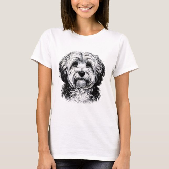 Zeichnend Havanese Hund T-Shirt (Vorderseite)