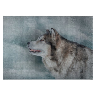 Zeichnend Hund Alaskan Malamute Schneidebrett