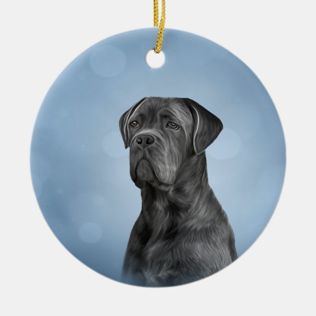 Zeichnend Hund Cane Corso - Italienischer Mastiff Keramik Ornament (Vorne)