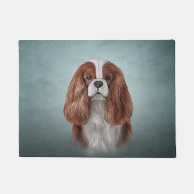 Zeichnend Hund Cavalier King Charles Spaniel Fußmatte (Vorderseite)