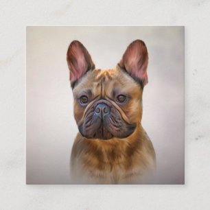 Zeichnend Hund Französischer Bulldog 5 Quadratische Visitenkarte