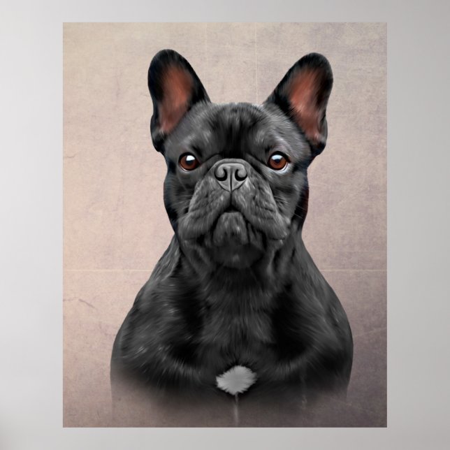 Zeichnend Hund Französischer Bulldog Poster (Vorne)