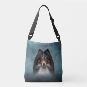 Zeichnend Hund Shetland Sheepdog, Sheltie Tragetaschen Mit Langen Trägern