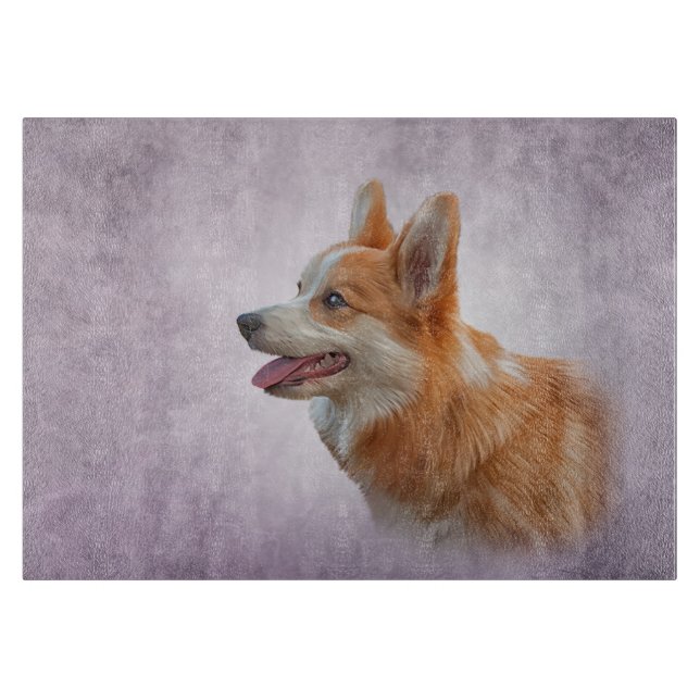 Zeichnend Hund Welsh Corgi Schneidebrett (Vorderseite)