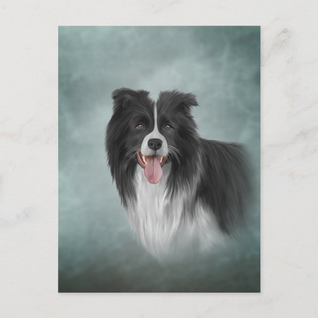 Zeichnend Hunderasse Border Collie Postkarte (Vorderseite)